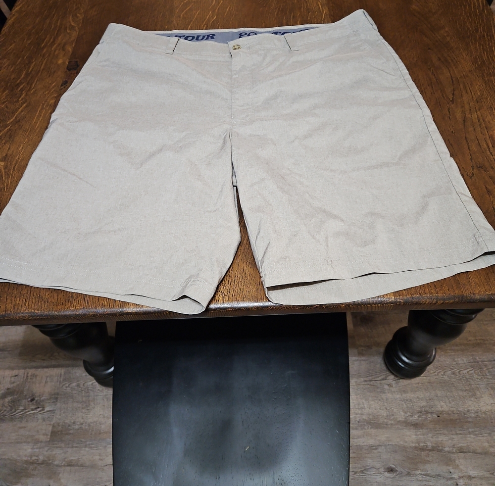 PGA Tour Men's Light Beige Flat Front Golf Shorts